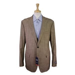 Chaps Brown Houndstooth Classic Fit Stretch 2-Btn Sportcoat Blazer 46L New